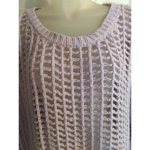 Veveret Top Open Knit Crochet Lavender Sz L Beach Boho Fairy - Picture 2 of 10